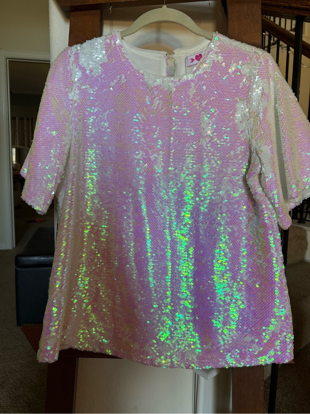 Buddy Love Iridescent Pink Sequin Short Sleeve Top